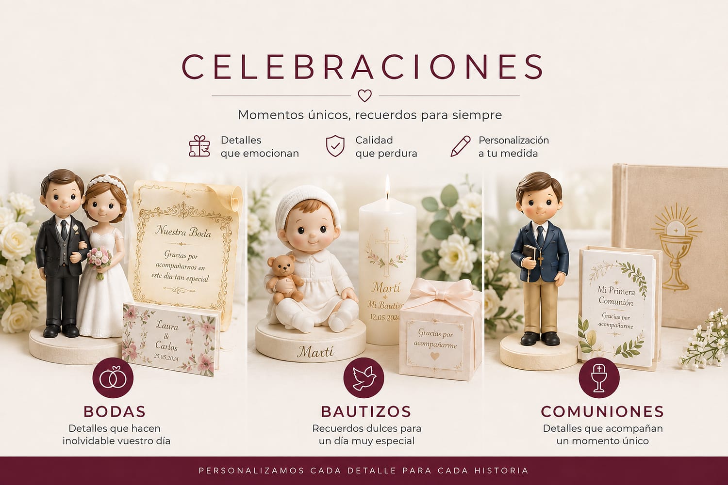 Celebraciones, bodas. bautizos, comuniones, bodas de plata, bodas de oro en imprenta baltasar
